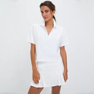 NWT Tuckernuck Sport Caroline Polo White Cropped Tennis Top Short Sleeve Sz XL